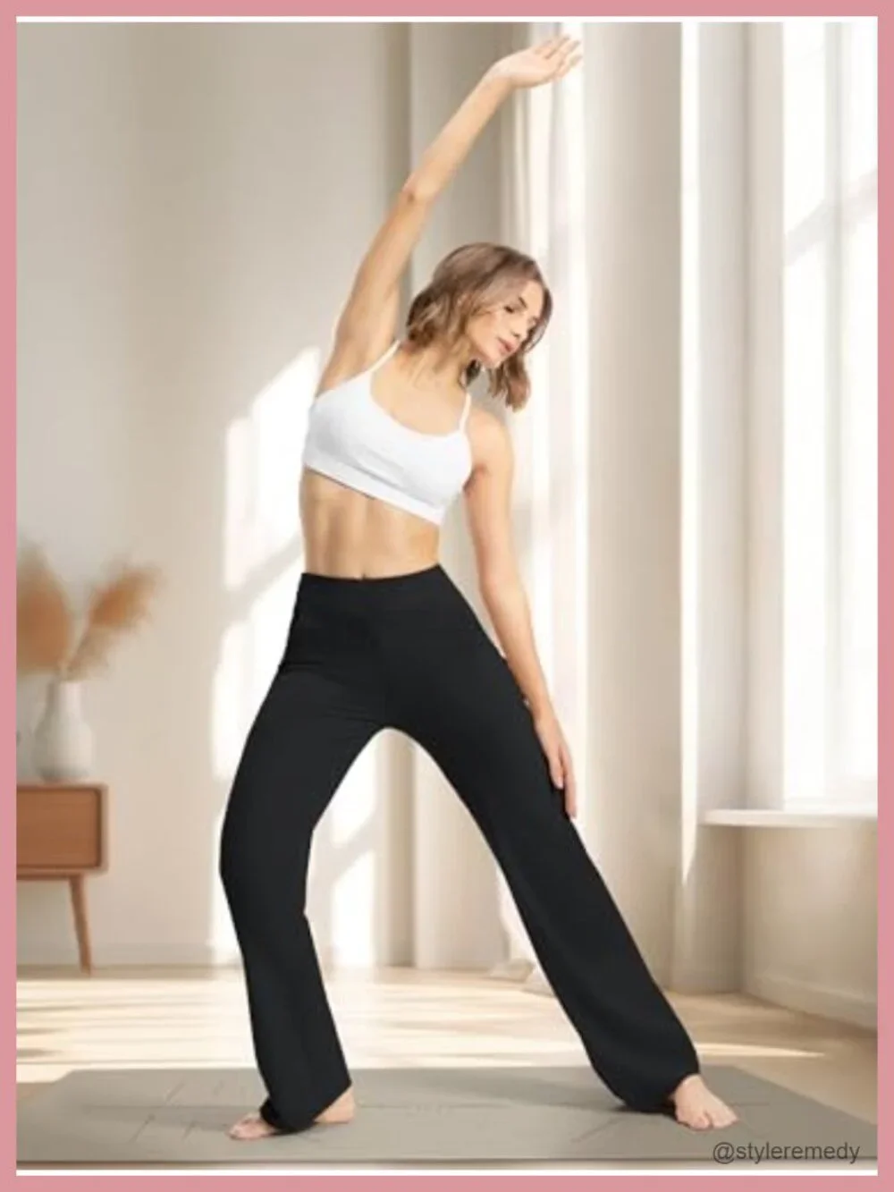 Tall Women's Wide Leg Yoga Pants High Waist Stretch Nylon Casual Sweatpants